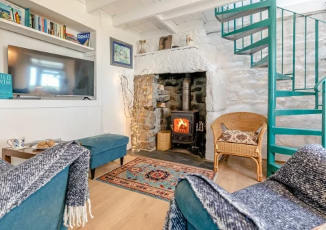 The living area at Morvoren Cottage, Trewellard