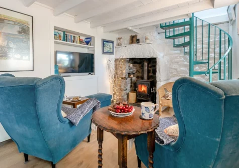 The living area at Morvoren Cottage, Trewellard