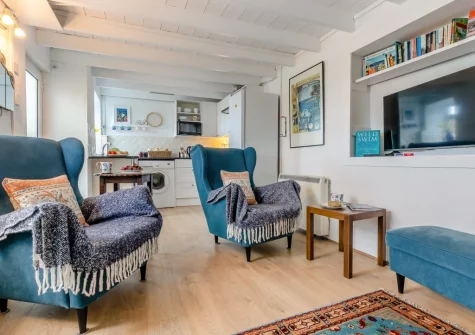The living area at Morvoren Cottage, Trewellard