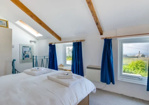 The bedroom at Morvoren Cottage, Trewellard