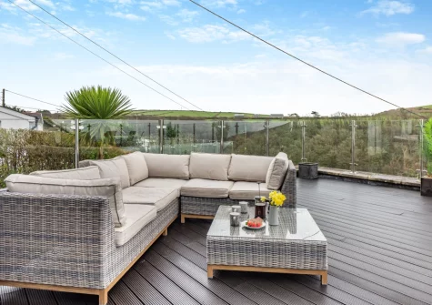 The decked patio & outdoor sitting area at Mount Rose, Woolacombe