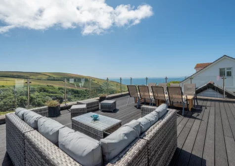 The decked patio & outdoor sitting area at Mount Rose, Woolacombe