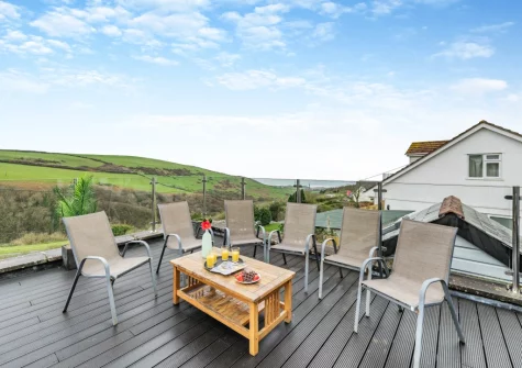 The decked patio & outdoor sitting area at Mount Rose, Woolacombe