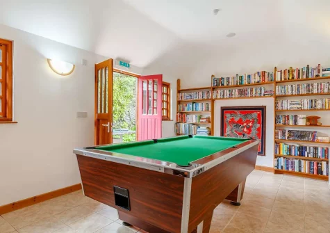 The shared games room at South Torfrey Farm, Golant