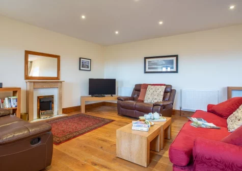 The living area at Munnings Barn at Tregurnow Farm, Lamorna