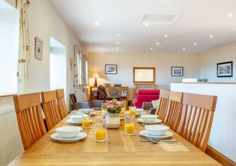 The dining area at Munnings Barn at Tregurnow Farm, Lamorna