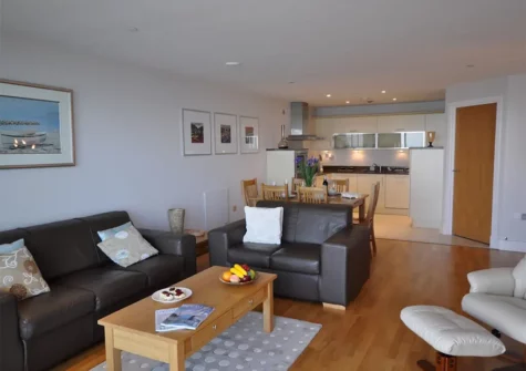 The living area at Nassau Beach View, Nassau Court, Westward Ho!