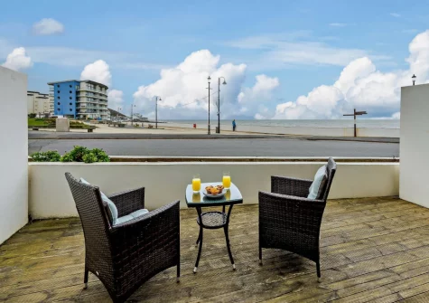 The patio & outdoor sitting area at Nautilus Sea View, Westward Ho!