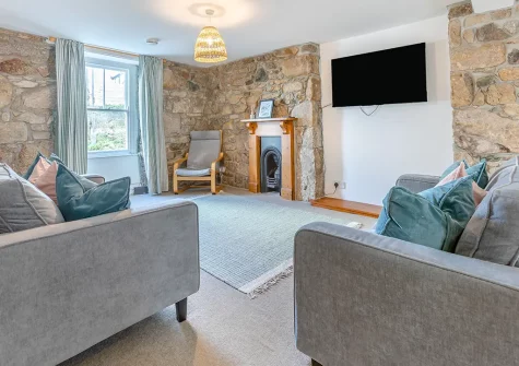 The living area at Neptune Cottage, St Ives