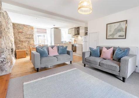 The living area at Neptune Cottage, St Ives
