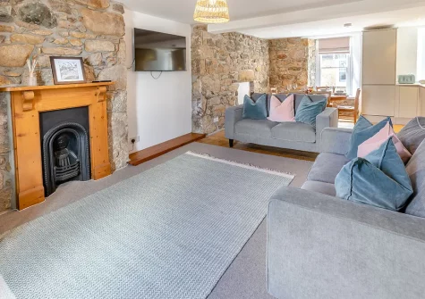 The living area at Neptune Cottage, St Ives