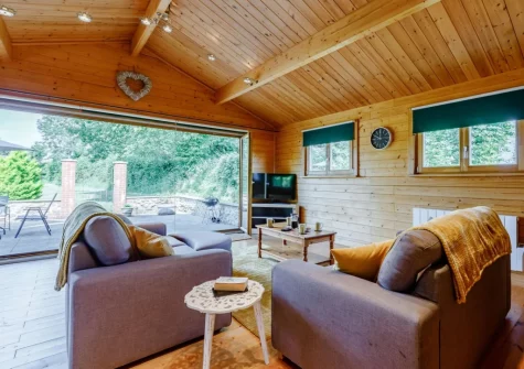 The living area at Newhaven Cabin, Branscombe