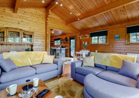 The living area at Newhaven Cabin, Branscombe