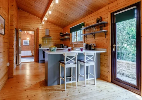 The kitchen at Newhaven Cabin, Branscombe