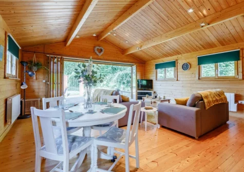 The dining area at Newhaven Cabin, Branscombe