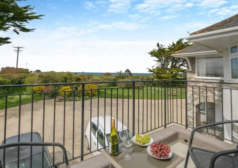The balcony & outdoor sitting area at Newland, St Merryn