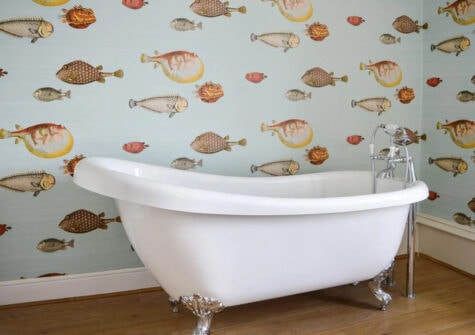 One of the eight bathrooms at Newport Manor, Newport