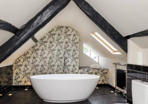 One of the eight bathrooms at Newport Manor, Newport