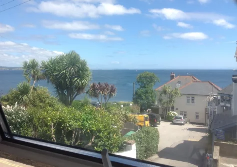 The sea view from the cozy snug at Nigel House, Mousehole