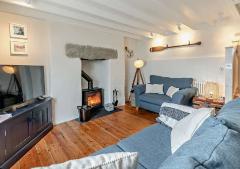 The living room at Night's Catch, Porthleven