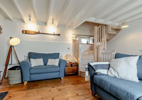 The living room at Night's Catch, Porthleven