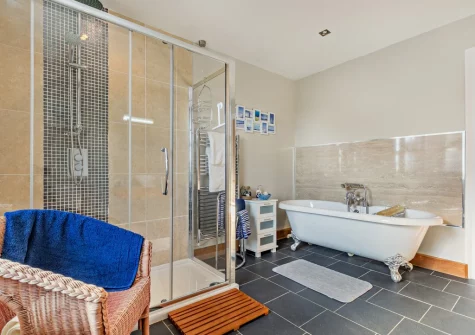 The bathroom at North Coombe Farm, Rilla Mill