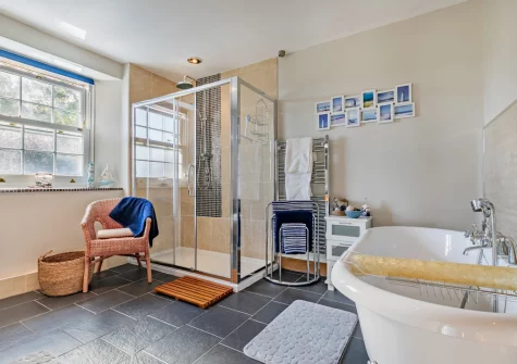 The bathroom at North Coombe Farm, Rilla Mill