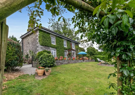 The large lawned garden at North Coombe Farm, Rilla Mill