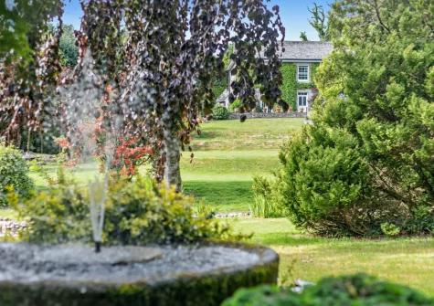 The large lawned garden at North Coombe Farm, Rilla Mill