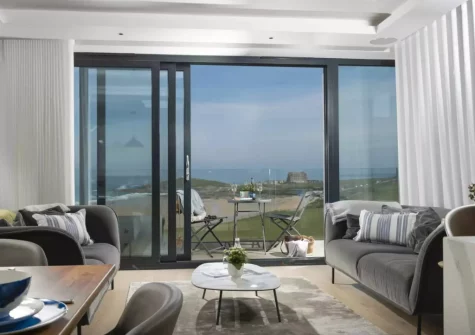 The living area at Number 9 Fistral House, Newquay
