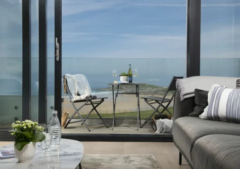 The living area at Number 9 Fistral House, Newquay