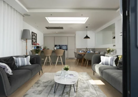 The living, dining area & kitchen at Number 9 Fistral House, Newquay