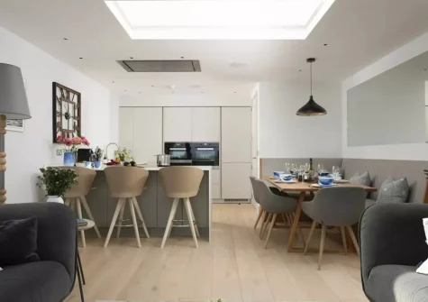 The living, dining area & kitchen at Number 9 Fistral House, Newquay