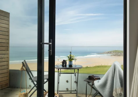 Bedroom #1 balcony & outdoor sitting area at Number 9 Fistral House, Newquay