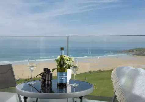 Bedroom #1 balcony & outdoor sitting area at Number 9 Fistral House, Newquay