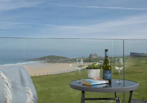 The balcony & outdoor sitting area at Number 9 Fistral House, Newquay