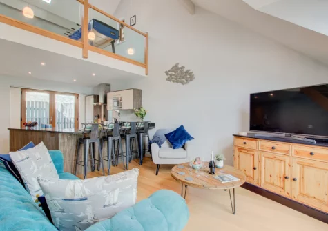 The living area at Number One at The Creekside, Looe