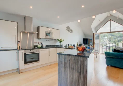 The kitchen at Number One at The Creekside, Looe