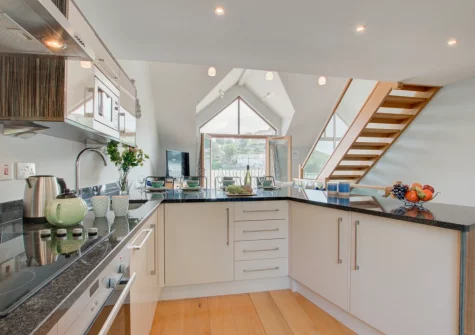 The kitchen at Number One at The Creekside, Looe
