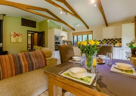 The dining area at Oak at Waldon Valley Lodges, Bradworthy