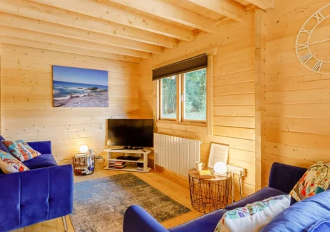 The living area at Oak Cabin at Hilton Wood, Whitstone