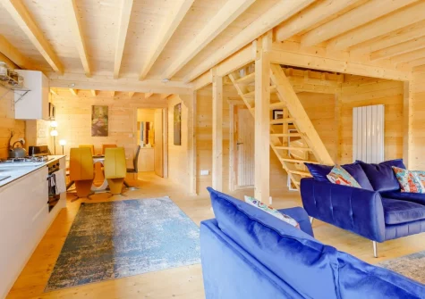 The living area & kitchen at Oak Cabin at Hilton Wood, Whitstone