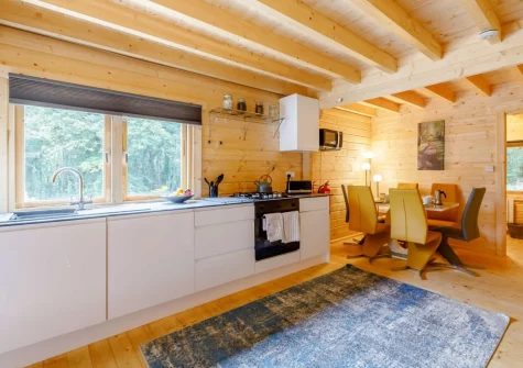 The kitchen & dining area at Oak Cabin at Hilton Wood, Whitstone