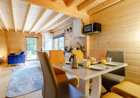 The dining area at Oak Cabin at Hilton Wood, Whitstone