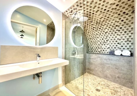 The shower room at Ocean at The Views, Morwenstow