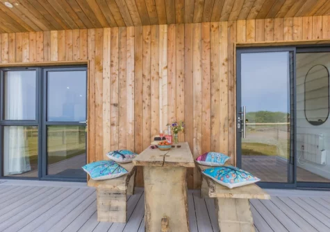 The terrace, barbecue & alfresco dining area at Ocean at The Views, Morwenstow