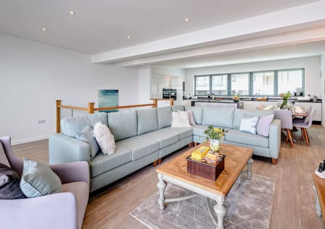 The living area at Ocean Charm, Westward Ho!