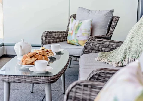 The balcony & outdoor sitting area at Ocean Charm, Westward Ho!