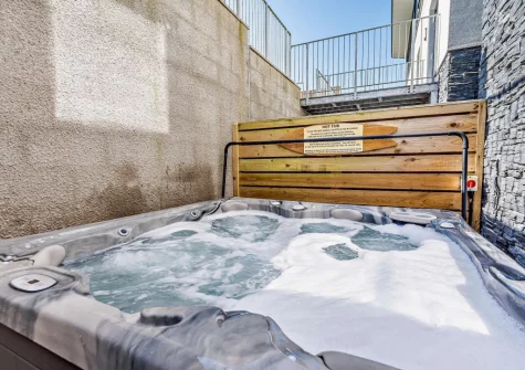 The pirate themed courtyard & hot tub at Ocean Charm, Westward Ho!