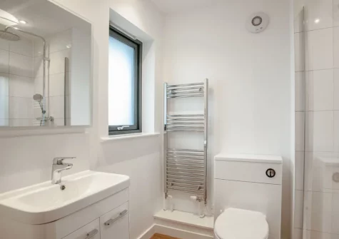 The shower room at Ocean Escape, Westward Ho!